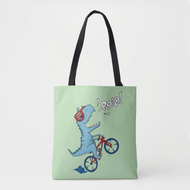 Bolso De Tela Ruar T-Rex en bicicleta (Anverso)