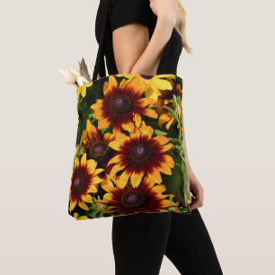 Bolso De Tela Rubeckias floral amarillo y bronce