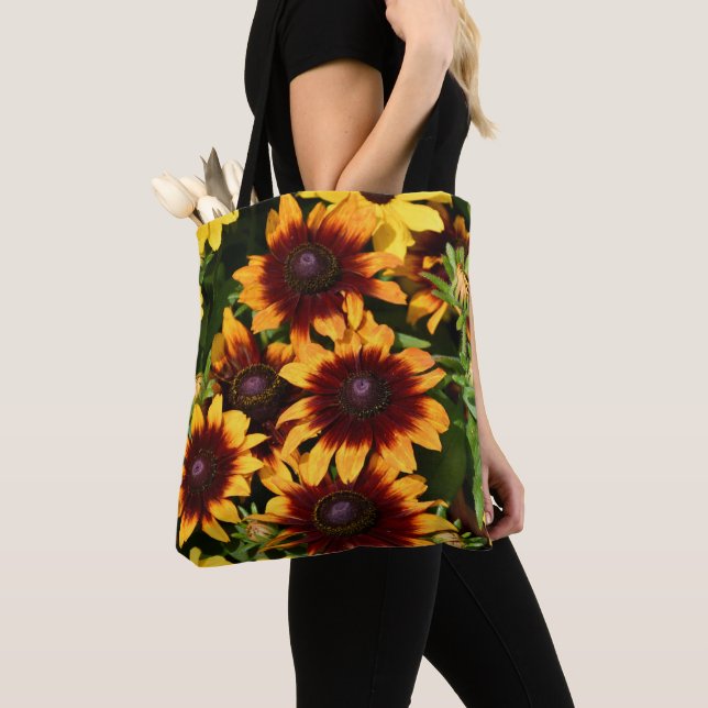 Bolso De Tela Rubeckias floral amarillo y bronce (Detalle)