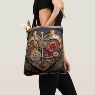 Bolso De Tela Rubíes Steampunk Y Engranajes Corazón Oscuro