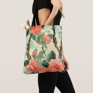 Bolso De Tela Rubor Blossom Camelia Garden Watercolor