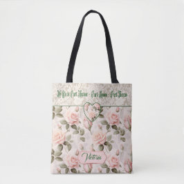 Bolso De Tela Rubor de acuarela rosa y rosa floral con encaje No