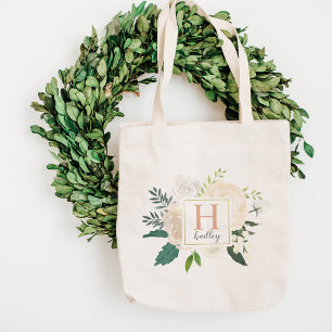 Bolso De Tela Rubor Floral Watercolor Boda Bridesmaid Inicial
