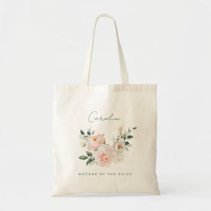 Bolso De Tela Rubor Peony Floral Watercolor Madre de la novia