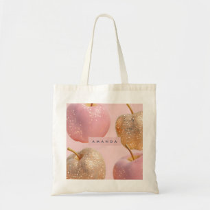 Bolso De Tela Rubor Personalizado Rosa y Dorado con Brillo de Ma