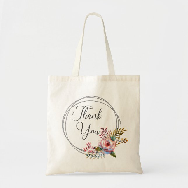 Bolso De Tela Rubor Pink Floral Wreath Gracias Toag (Frente)