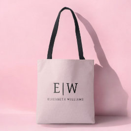 Bolso De Tela Rubor Rosa Polvo Chica Letra Monograma Moderno