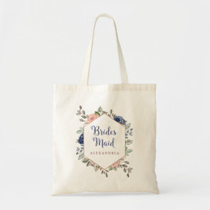 Bolso De Tela Rubor y dama de honor geométrica floral de los