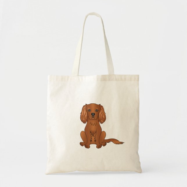 Bolso De Tela Ruby Cavalier King Charles Spaniel Dog Sitting (Frente)