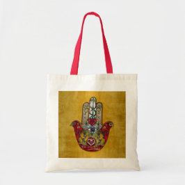 Bolso De Tela Ruby Pomegranate Heart Red Bird Hamsa