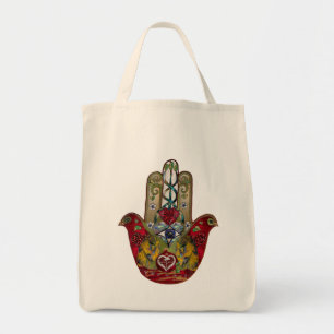 Bolso De Tela Ruby Pomegranate Heart Red Bird Hamsa