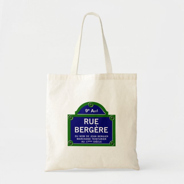Bolso De Tela Ruda Bergere, placa de calle de París (Frente)