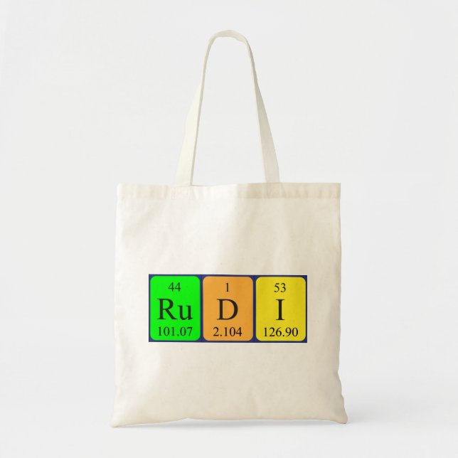 Bolso De Tela Rudi tabla periódica nombre tote bag (Frente)