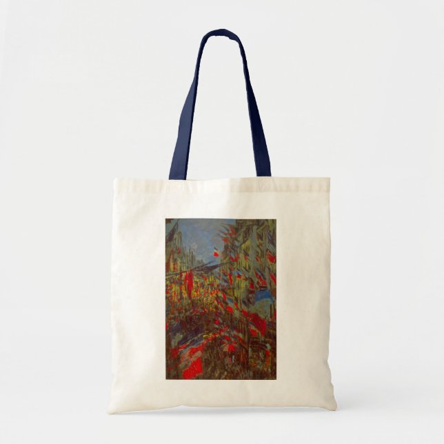 Bolso De Tela Rue Montorgueil con banderas de Claude Monet (Frente)