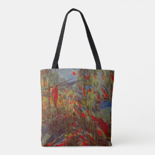 Bolso De Tela Rue Montorgueil con banderas por Claude Monet