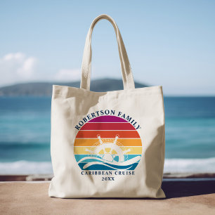 Bolso De Tela Rueda de crucero Retro Sunset Family Nautical