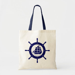 Bolso De Tela Rueda Náutica Azul de la Marina