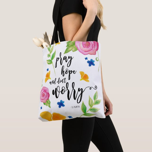 Bolso De Tela Ruegue la esperanza y no se preocupe (Detalle)