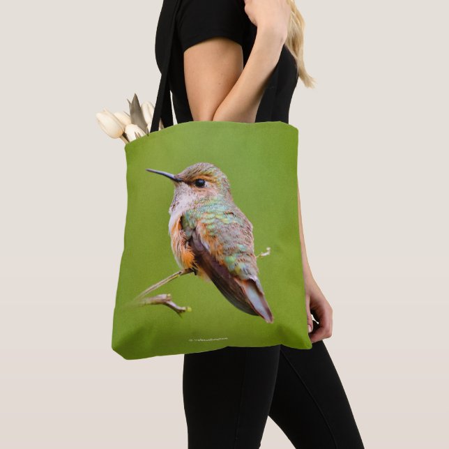 Bolso De Tela Rufous Hummingbird Sitting en California Lilac (Detalle)