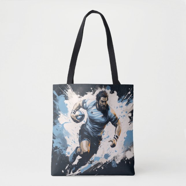 Bolso De Tela Rugby Action Sport Pintura Resumen Decor Art (Anverso)