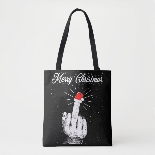 Bolso De Tela Ruidosa Feliz Navidad en mitad del Finger navideña (Anverso)