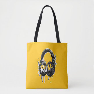 Bolso De Tela RUN Headphones Street Art Sticker