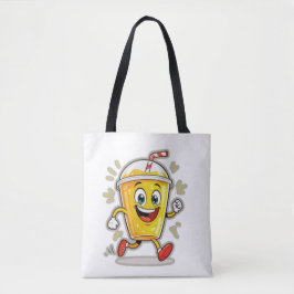 Bolso De Tela **Running Juice Cup Cartoon – Fun Street Drink Cha