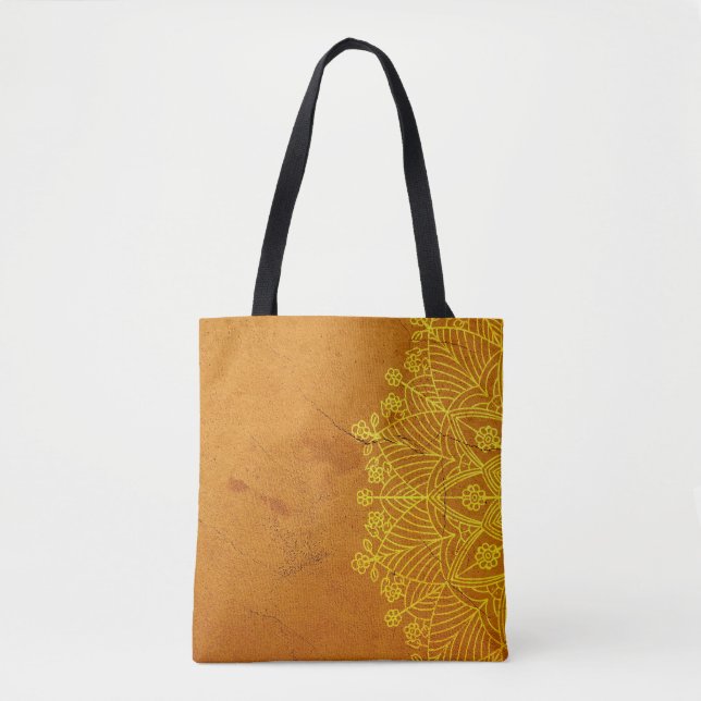 Bolso De Tela Rust Mandala Zen Rústico cuerpo mente espíritu (Anverso)