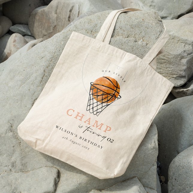 Bolso De Tela Rust Our Little Champ Basketball Any Age Birday (Subido por el creador)