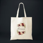 Bolso De Tela Rustic Boho Colorful Floral Bridesmaid Tote Bag<br><div class="desc">This rustic boho colorful floral bridesmaid tote bag is the perfect wedding gift to present your bridesmaids and maid of honor for a modern wedding. The design features pink,  purple,  red,  and burgundy watercolor peonies clustered into elegant bouquets with green foliage,  inspiring natural beauty.</div>