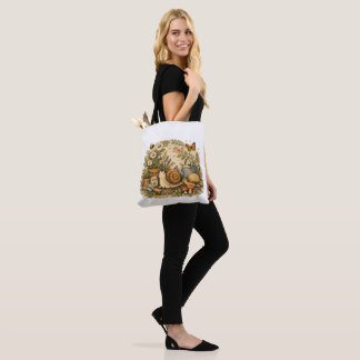 Bolso De Tela Rustic Botanical Snail Tote Bag for Garden Lovers