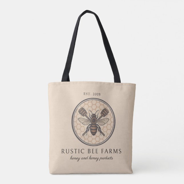 Bolso De Tela Rustic Honey Bee Beekeeper Apiary (Reverso)
