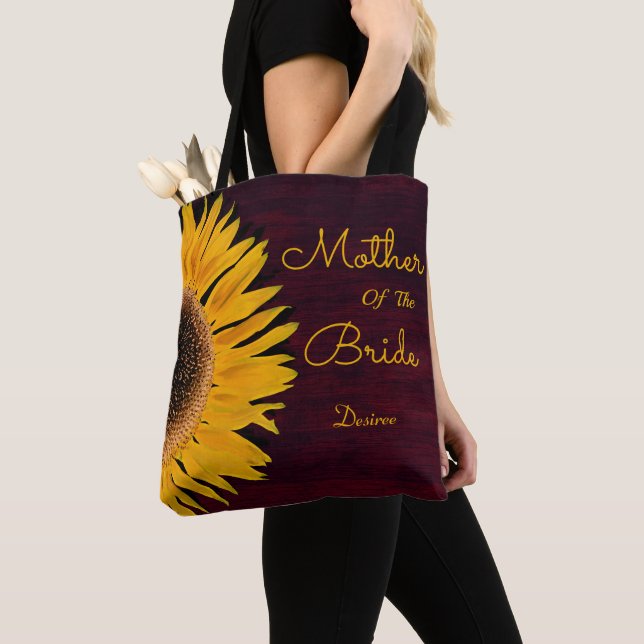 Bolso De Tela Rustic Sunflower Burgundy Madre De La Novia (Detalle)