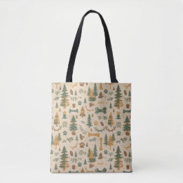 Bolso De Tela Rustic Woodland Tote Bag – Lodge‑Style Dog Paws