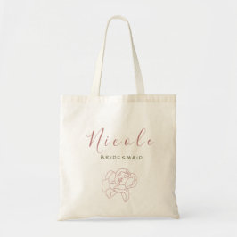 Bolso De Tela Rústica caligrafía de Rubor Floral Bridesmaid Favo