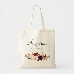 Bolso De Tela Rústica dama de honor floral personalizada-04