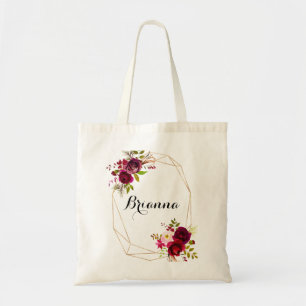 Bolso De Tela Rústica de oro geométrico Rubor Burgundy Bridesmai