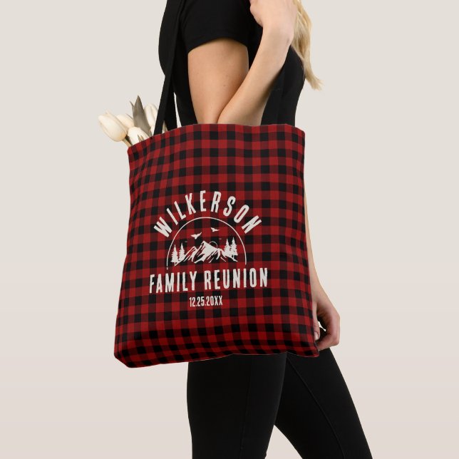 Bolso De Tela Rústica familia Reunión Cabina Retro Red Plaid (Detalle)