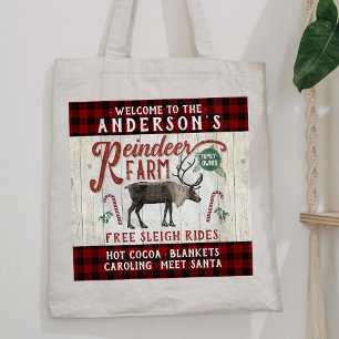 Bolso De Tela Rústica granja de renos nombre personalizado de gr