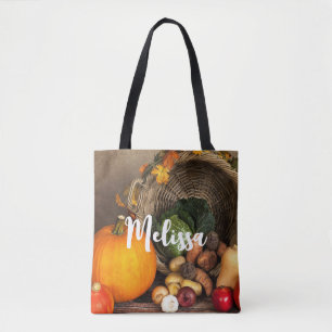 Bolso De Tela Rústica mesa de Acción de Gracias abundante cosech