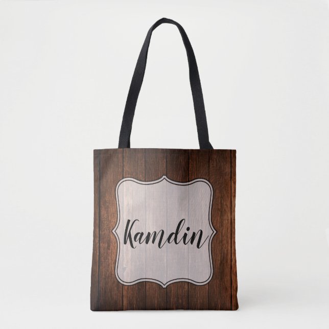 Bolso De Tela Rústica personalizada de Tote Bag Barn Wood Countr (Anverso)