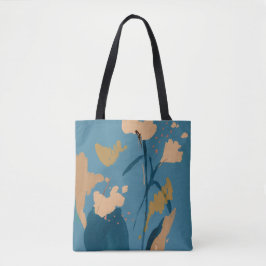 Bolso De Tela Rústica Vintage Floral Resumen Art Blue Tan Throw