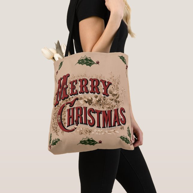 Bolso De Tela Rústico 1876 Feliz Navidad (Detalle)