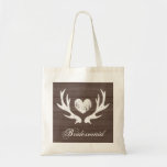 Bolso De Tela Rústico ciervo antler boda bridesmaid tosbag<br><div class="desc">Boda de venado vintage para damas de honor. Diseño rústico de paneles de grano de grano de grano para el matrimonio de moda de país. Color de fondo marrón y blanco o personalizado. Tipografía de escritura clásica para nombre personalizado o monograma. Haz uno para el séquito de las novias elegantes,...</div>