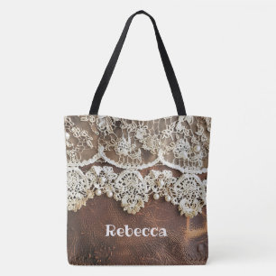 Bolso De Tela Rústico cuero occidental y encaje
