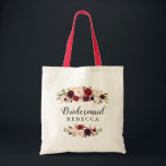 Bolso De Tela Rústico Favor de la dama de honor de la floral roj<br><div class="desc">La Rústica Bridesmaid De Borgoña Roja Floral Favor De La Bolsa De Tote. (1) Para una mayor personalización,  haga clic en el enlace "personalizar adicional" y utilice nuestra herramienta de diseño para modificar esta plantilla. (2) Si necesita ayuda o elementos coincidentes,  póngase en contacto conmigo.</div>