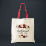 Bolso De Tela Rústico Favor de la dama de honor de la floral roj<br><div class="desc">La Rústica Bridesmaid De Borgoña Roja Floral Favor De La Bolsa De Tote. (1) Para una mayor personalización,  haga clic en el enlace "personalizar adicional" y utilice nuestra herramienta de diseño para modificar esta plantilla. (2) Si necesita ayuda o elementos coincidentes,  póngase en contacto conmigo.</div>