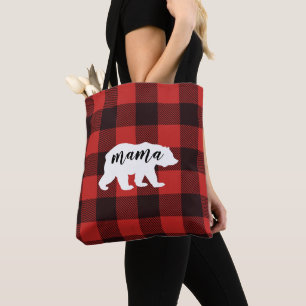 Bolso De Tela Rústico País Mamá Oso Patrón De Tapado De Flannel
