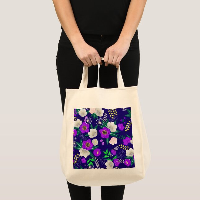 Bolso De Tela Rústico Primavera Pansy Flores Bouquet (Anverso (producto))