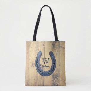 Bolso De Tela Rústico Rancho de Herradura y Plantas de Madera d